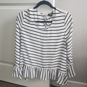 Womens A.N.A Black and White Striped Women's Top Large